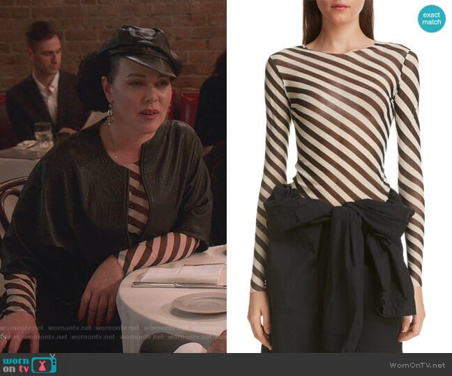 Dries van Noten Heston Bias Stripe Top worn by Maggie (Debi Mazar) on Younger