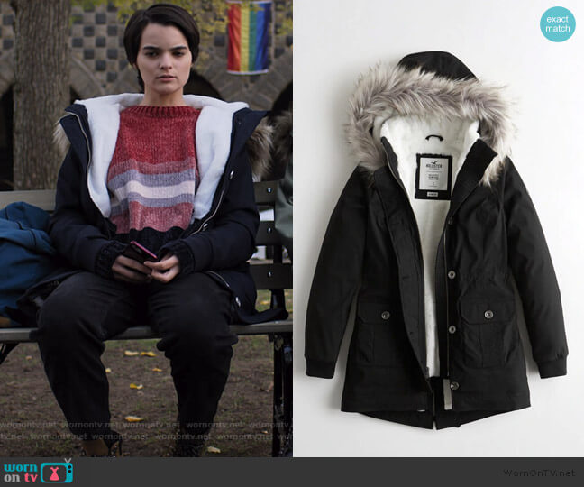 Hollister Stretch Cozy Lined Parka worn by Elodie Davis (Brianna Hildebrand) on Trinkets