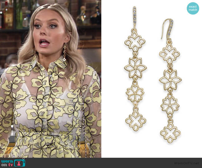 INC International Concepts Flower Linear Drop Earrings worn by Abby Newman (Melissa Ordway) on The Young and the Restless