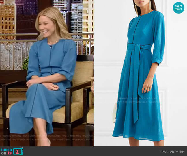 Cefinn Isabel Midi Dress worn by Kelly Ripa on Live with Kelly and Mark