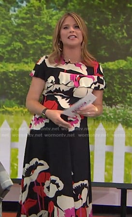 Jenna’s black floral ruffled dress on Today