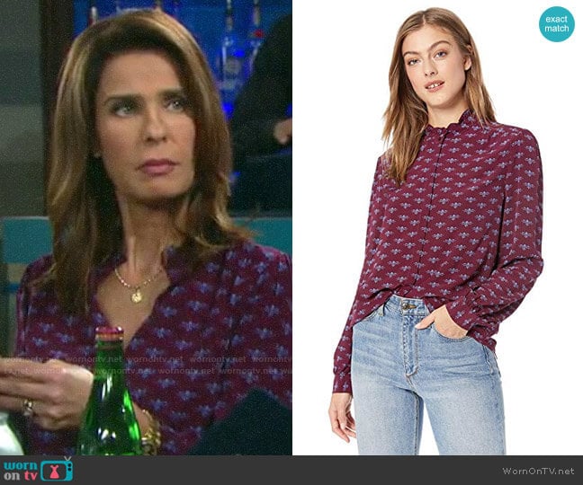 Joie Mintee Blouse in Blackberry worn by Hope Williams (Kristian Alfonso) on Days of our Lives