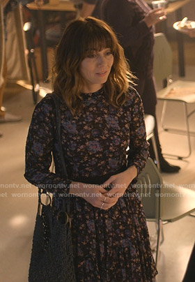 Judy’s black floral dress on Dead to Me