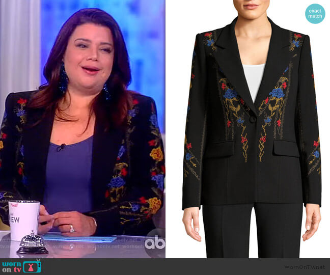 Kobi Halperin Carolyn Floral Embroidered Jacket worn by Ana Navarro on The View