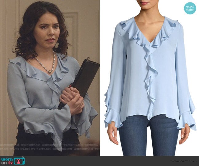 Kobi Halperin Genny Blouse worn by Isabel Pardo (Elena Tovar) on Designated Survivor