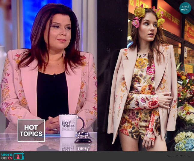 Kobi Halperin Carolyn Floral Embroidered Blazer worn by Ana Navarro on The View