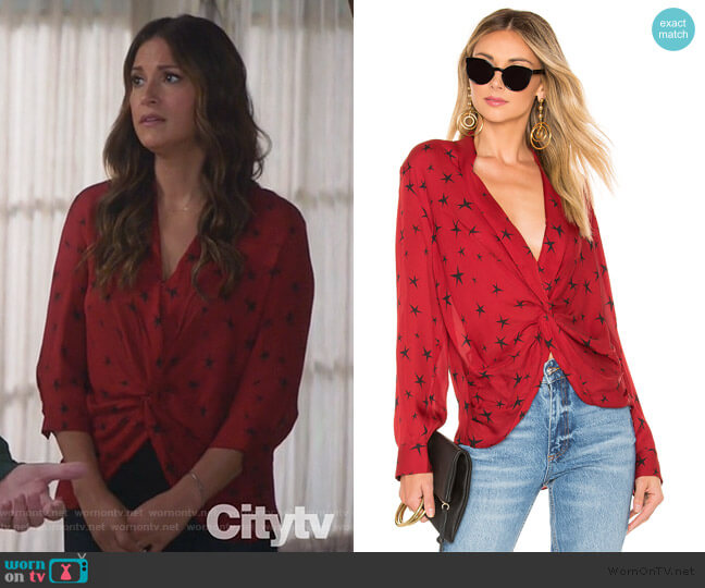 L'Agence Mariposa Blouse worn by Colleen Brandon-Ortega (Angelique Cabral) on Life in Pieces