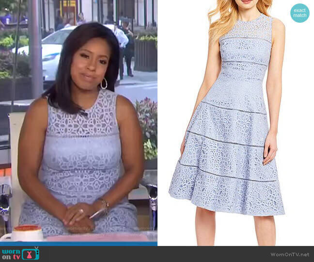 Eliza J Lace Fit & Flare Dress worn by Sheinelle Jones on Today