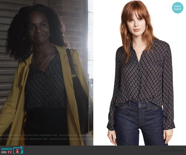 L'Agence Nina Blouse worn by Angela Archer (Samantha Marie Ware) on What/If