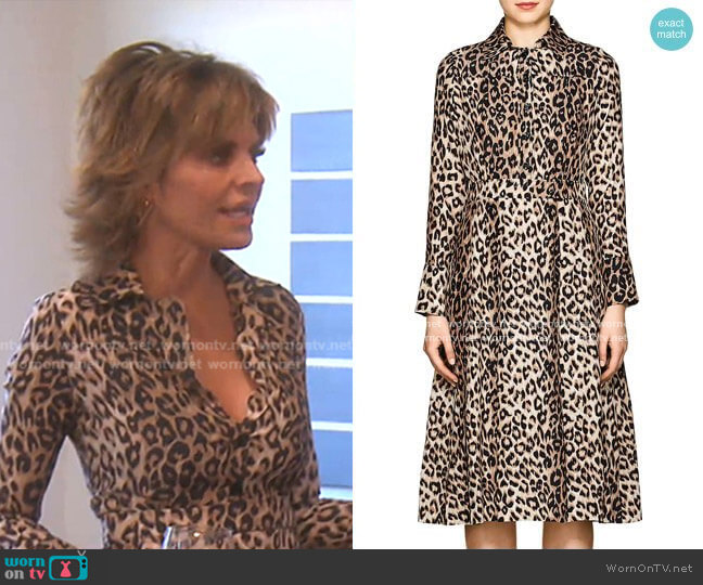 Barneys New York Leopard-Print Silk Shirtdress worn by Lisa Rinna on The Real Housewives of Beverly Hills