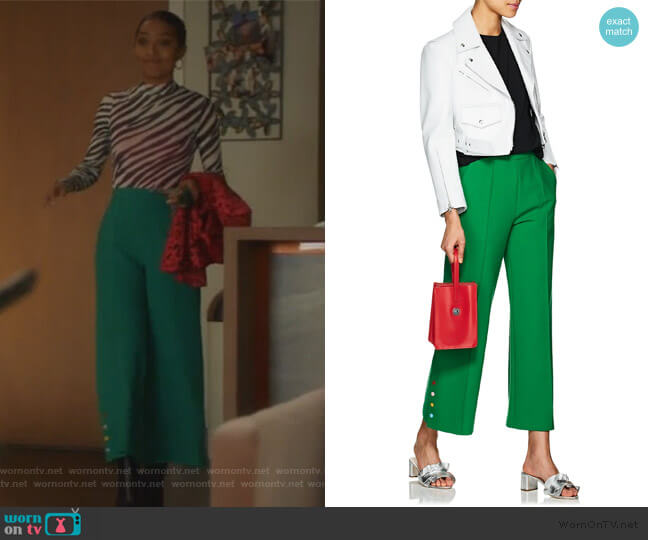 Lisa Perry Crop Wide-Leg Trousers worn by Zoey Johnson (Yara Shahidi) on Grown-ish