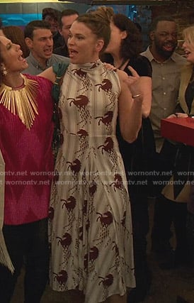 Liza’s white horse print dress on Younger