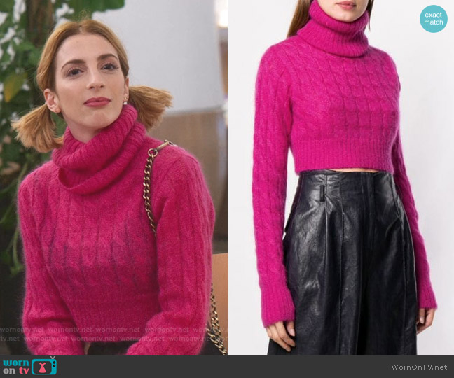 Matthew Adams Dolan Turtleneck Cable Knit Sweater worn by Lauren (Molly Bernard) on Younger