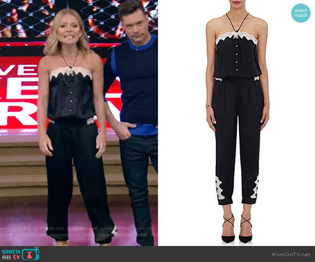 Maison Mayle Satin Halterneck Jumpsuit worn by Kelly Ripa on Live with Kelly and Mark