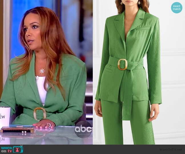 Materiel Belted jacquard blazer worn by Sunny Hostin on The View