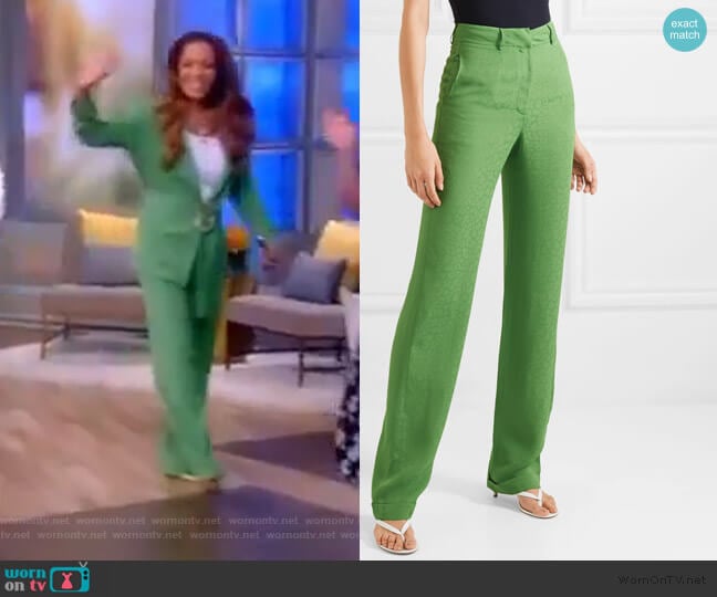 Materiel Jacquard straight-leg pants worn by Sunny Hostin on The View