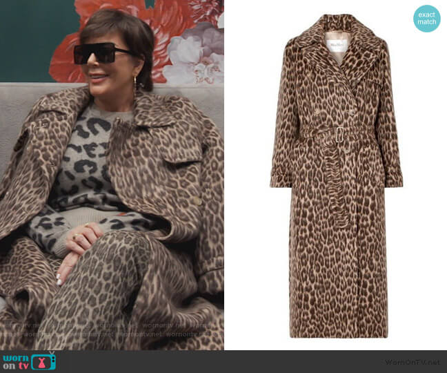 Max Mara Fiacre Leopard print Coat worn by Kris Jenner on Keeping Up with the Kardashians