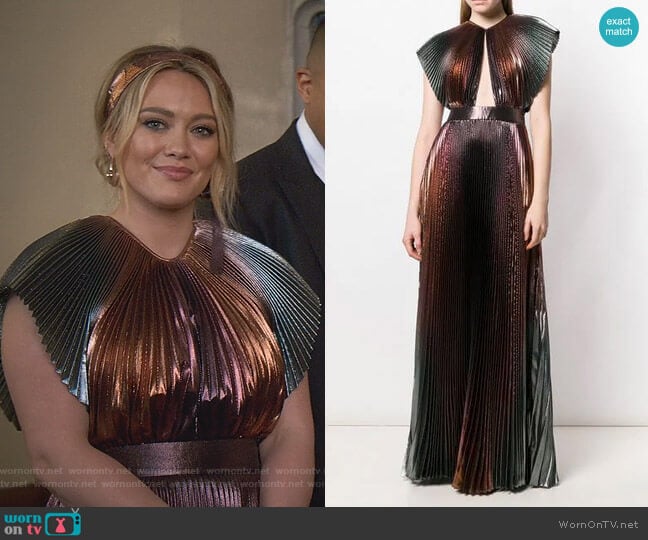 Givenchy Micro Pleated Maxi Dress worn by Kelsey Peters (Hilary Duff) on Younger