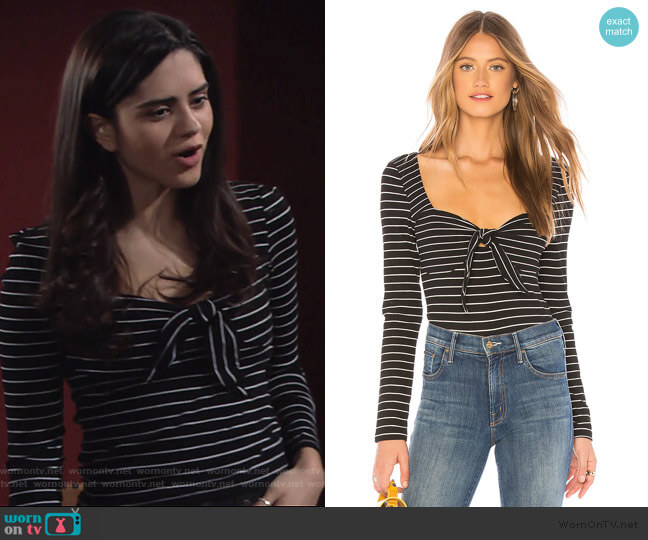 MinkPink Morgan Stripe Rib Top worn by Lola Rosales (Sasha Calle) on The Young and the Restless