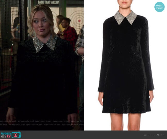Miu Miu Embellished Velvet Minidress worn by Kelsey Peters (Hilary Duff) on Younger