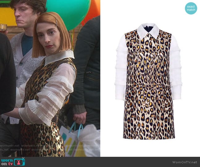Miu Miu Brocade Leopard Dress worn by Lauren (Molly Bernard) on Younger