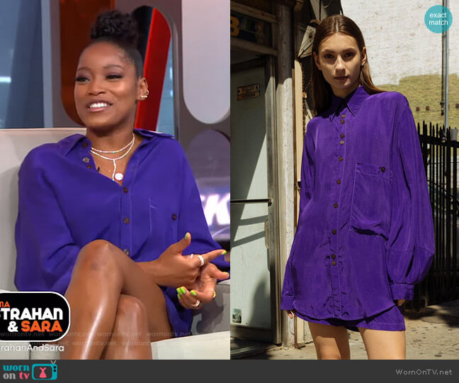 KkCo Morel Shirt in Grape worn by Keke Palmer on Good Morning America