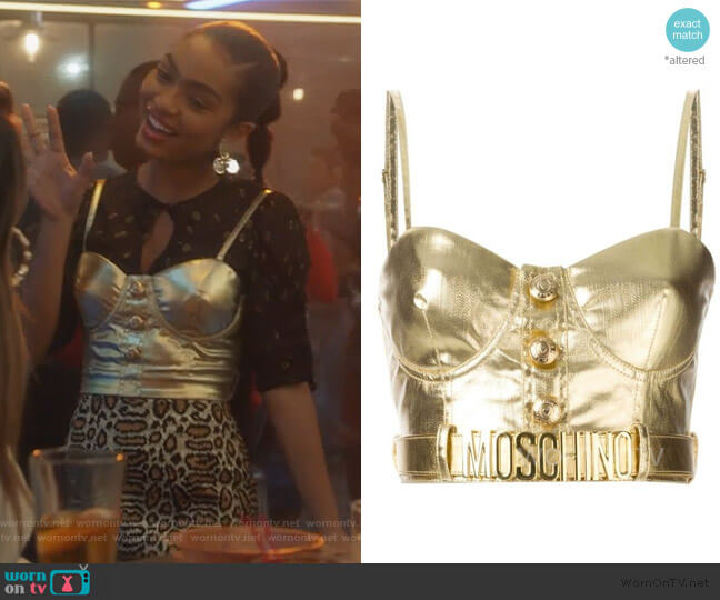 Moschino Metallic Bustier Top worn by Zoey Johnson (Yara Shahidi) on Grown-ish