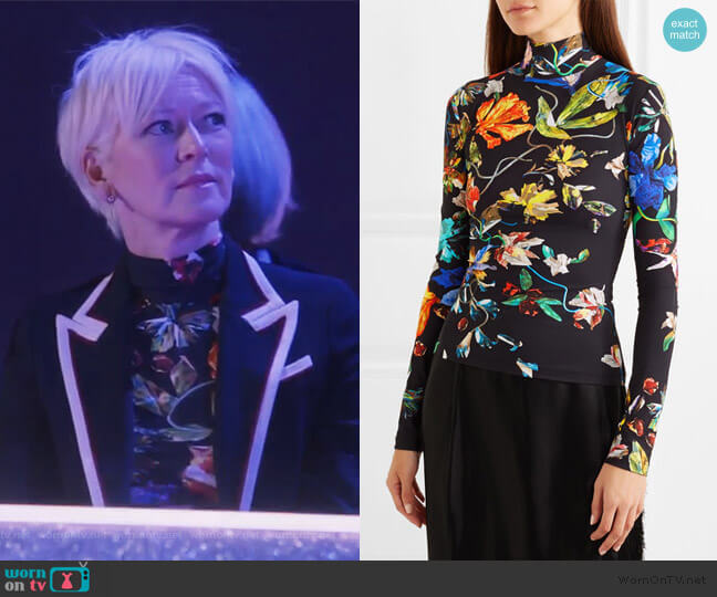 Mugler Floral-print stretch-jersey turtleneck top