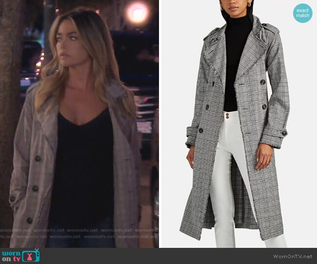 NSF Dorian Plaid Cotton Trench Coat worn by Denise Richards on The Real Housewives of Beverly Hills