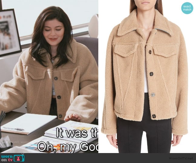 Off-White Bear Faux Shearling Track Jacket worn by Kylie Jenner on Keeping Up with the Kardashians