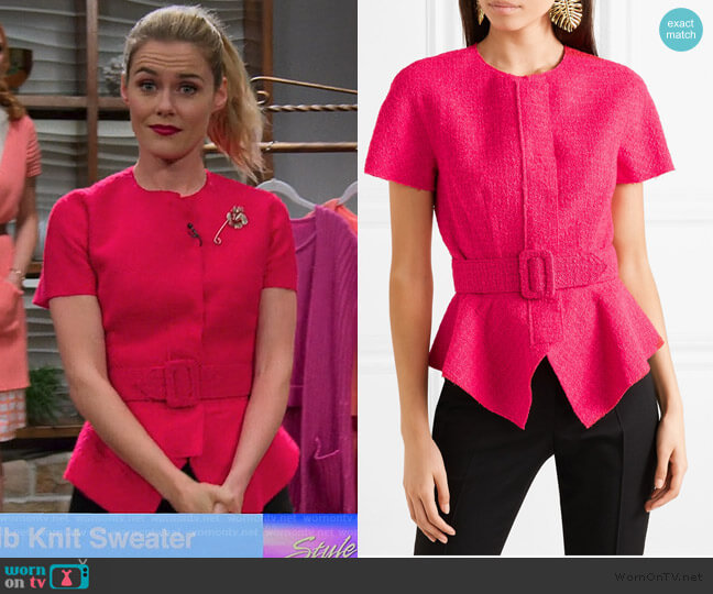 Oscar De La Renta Belted wool-blend tweed peplum jacket worn by Trish Walker (Rachael Taylor) on Jessica Jones
