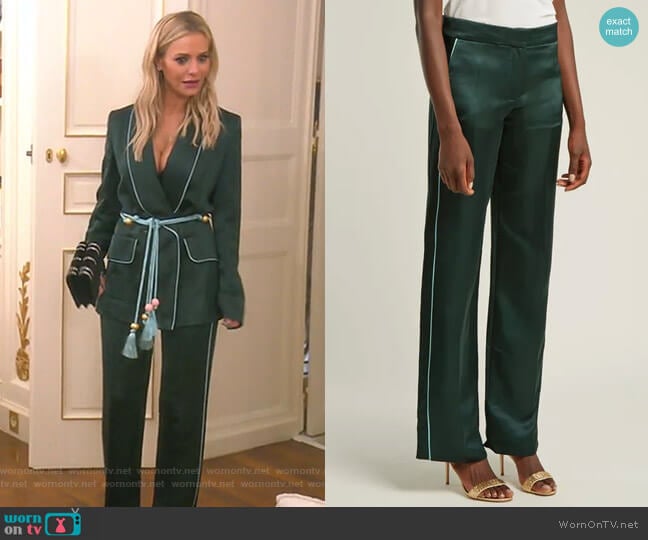 Peter Pilotto Side-Stripe Satin Trousers worn by Dorit Kemsley on The Real Housewives of Beverly Hills