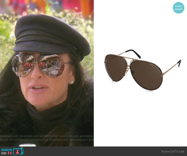 Porsche Design P8478 Aviator Sunglasses worn by Kyle Richards on The Real Housewives of Beverly Hills