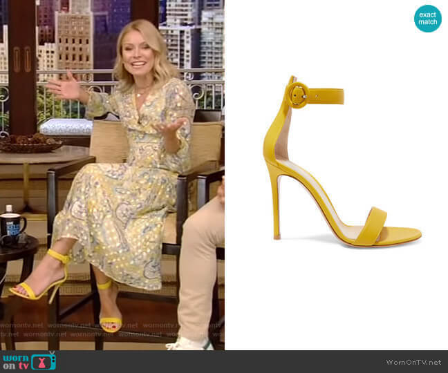 Gianvito Rossi Portofino Leather Sandals worn by Kelly Ripa on Live with Kelly and Mark