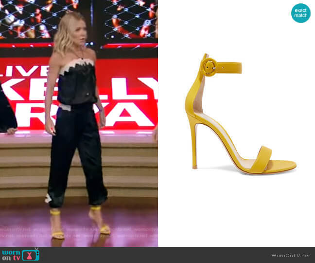 Gianvito Rossi Portofino Leather Sandals worn by Kelly Ripa on Live with Kelly and Mark