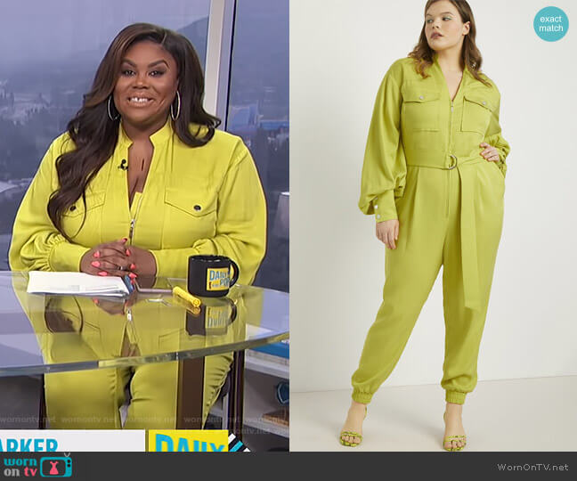 Priscilla Ono x ELOQUII Utility Jumpsuit worn by Nina Parker on E! News