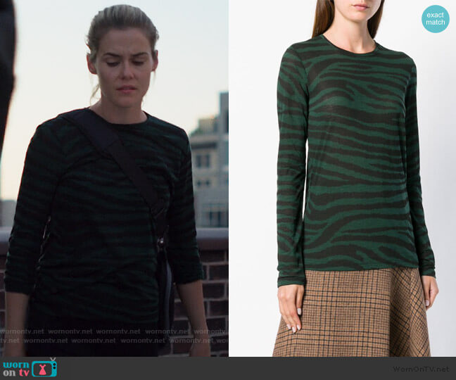 Proenza Schouler Tiger Print Long Sleeve T-Shirt worn by Trish Walker (Rachael Taylor) on Jessica Jones
