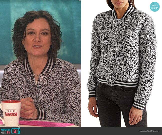 R13 Leopard Print Jacket worn by Sara Gilbert on The Talk