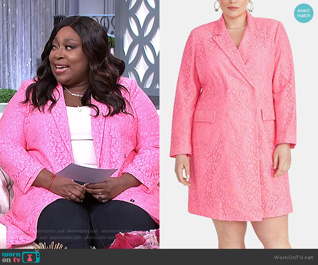 RACHEL Rachel Roy Darla Plus Size Lace Blazer Dress worn by Loni Love on The Real