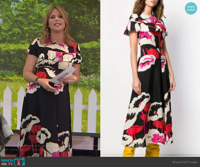 RED Valentino Floral Midi Dress worn by Jenna Bush Hager on Today