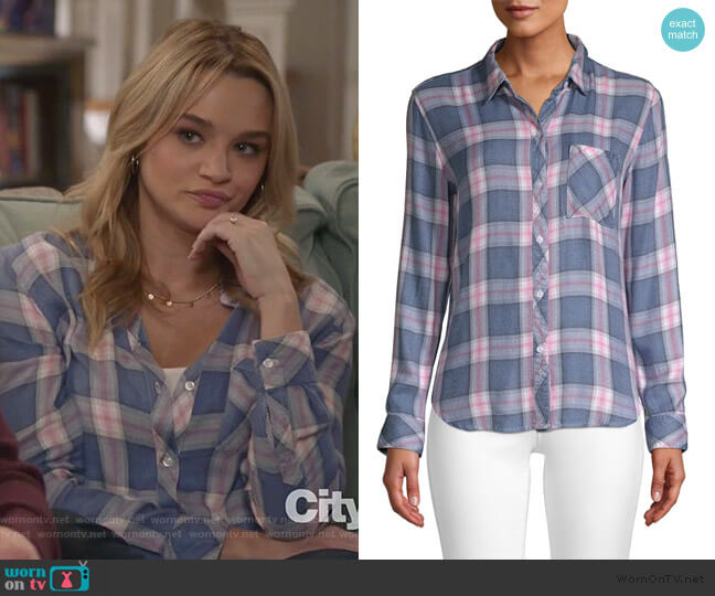 Rails Hunter Plaid Pocket Shirt in Indigo Berry worn by Clementine Hughes (Hunter King) on Life in Pieces