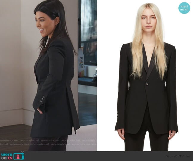 Rick Owens Black Soft Blazer worn by Kourtney Kardashian on Keeping Up with the Kardashians