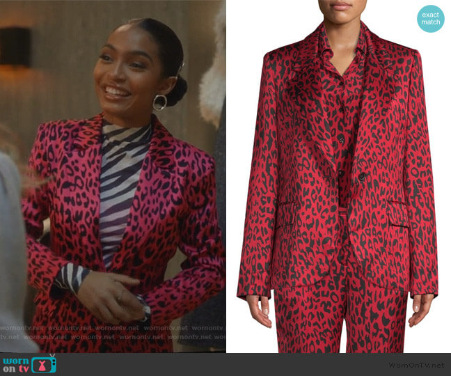 Robert Rodriguez Leopard Blazer worn by Zoey Johnson (Yara Shahidi) on Grown-ish