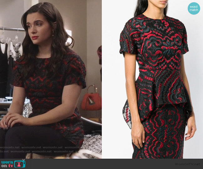 Roland Mouret Foster Peplum Top worn by Jane Sloan (Katie Stevens) on The Bold Type
