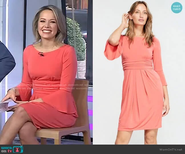 Eliza J Ruched Bell Sleeve Dress worn by Dylan Dreyer on Today