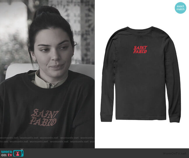 Yeezy Kim Tennis Black Long Sleeve T-Shirt worn by Kendall Jenner on Keeping Up with the Kardashians