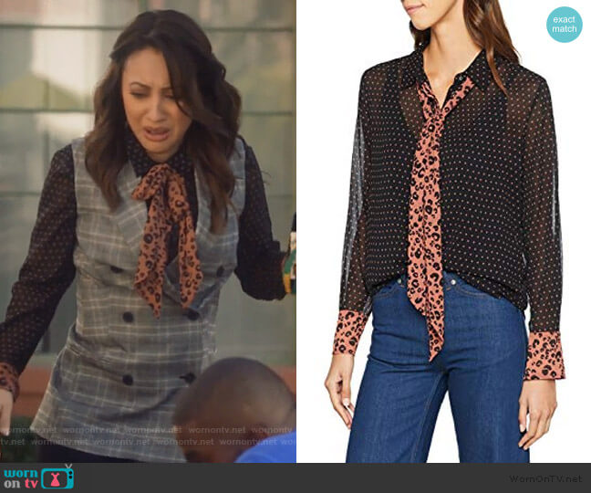 Scotch & Soda Mixed Print Bow Blouse worn by Ana Torres (Francia Raisa) on Grown-ish