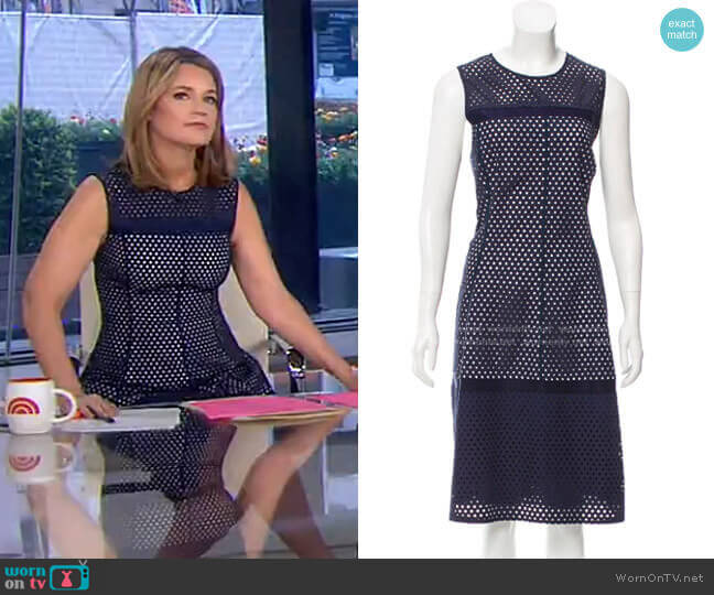 Lela Rose Sleeveless Eyelet Dress worn by Savannah Guthrie on Today