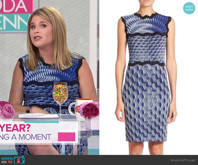 Mary Katrantzou Sleeveless Wavy Print Knit Dress worn by Jenna Bush Hager on Today
