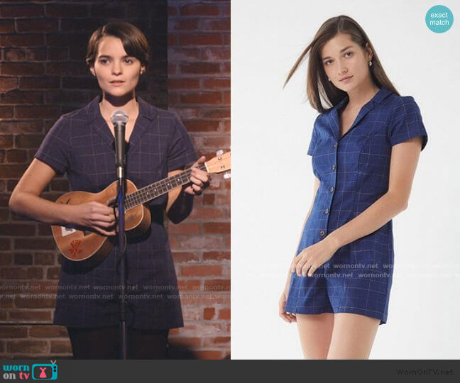 Urban Outfitters Sonata Plaid Button-Down Romper worn by Elodie Davis (Brianna Hildebrand) on Trinkets